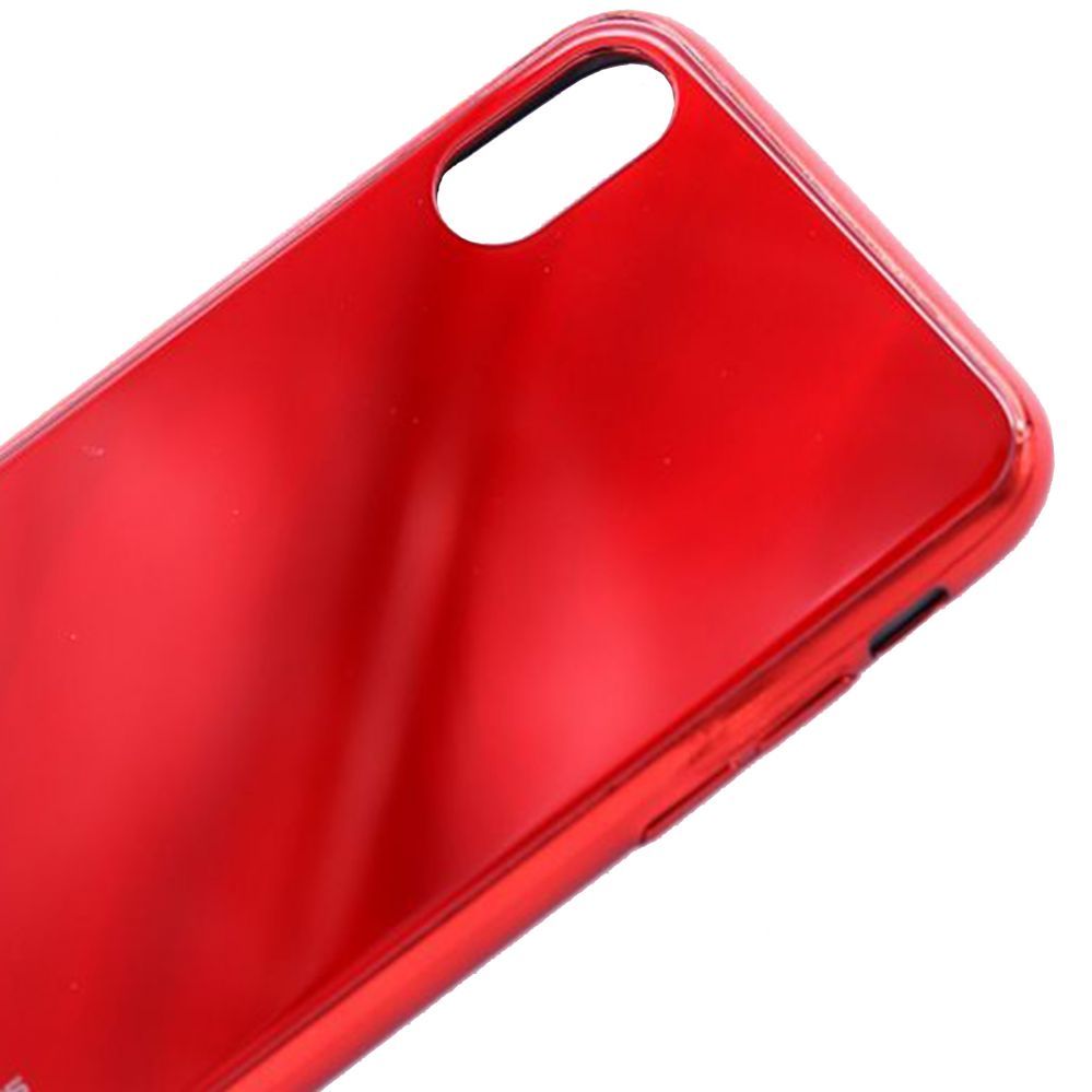 Tagakaaned Evelatus Apple iPhone X/XS Water Ripple Full Color Electroplating Tempered Glass Case Red