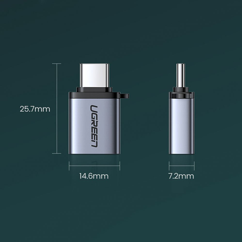 Üleminek Ugreen  US270 USB-C (Male) / USB-A 3.0 (Female) Adapter with Lanyard Space Gray