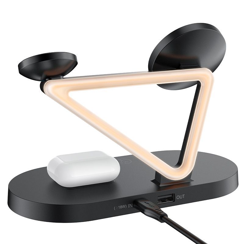 Беспроводное зарядное устройство Acefast  Acefast 15W Qi Wireless Charger for iPhone (with MagSafe), Apple Watch and Apple AirPods Stand Holder Magnetic Holder Black (E9 black) Black