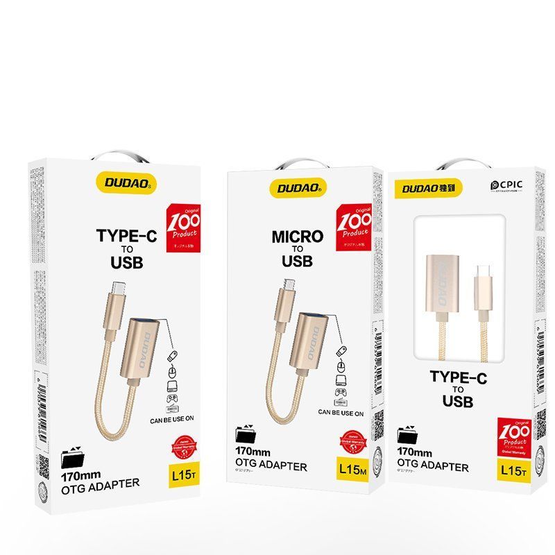 Cable Dudao  Dudao adapter cable OTG USB 2.0 to USB Type C gray (L15T)