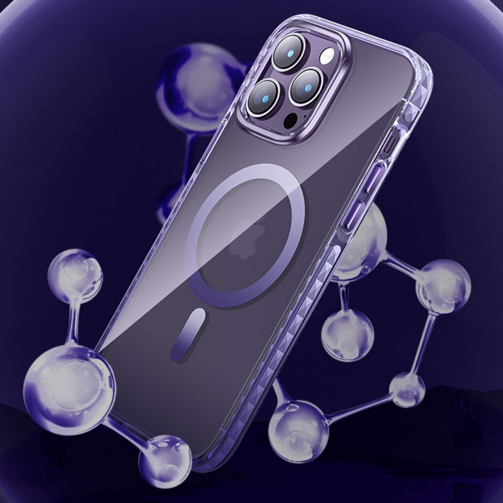 Back panel cover Kingxbar  Kingxbar PQY Ice Crystal Series magnetic case for iPhone 14 Pro MagSafe pink and blue