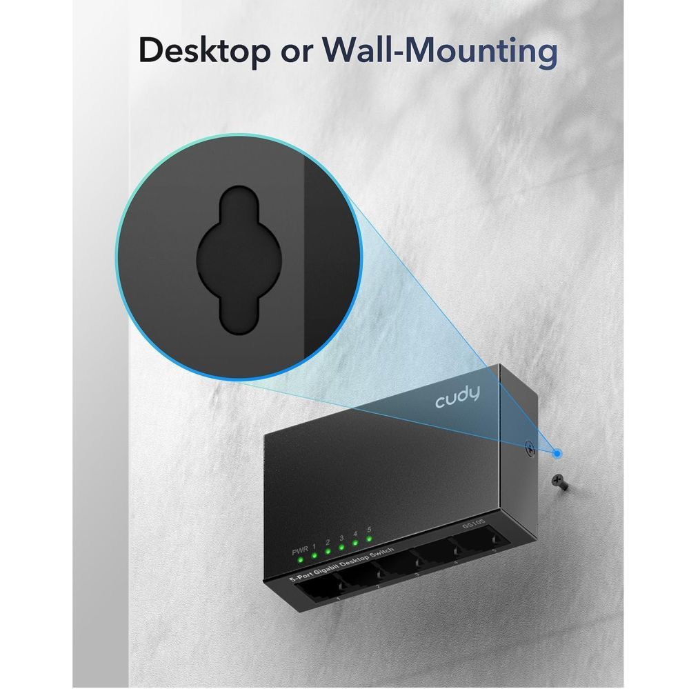 Роутер Cudy  GS105D NetSwitch 5-Port Gigabit Switch IGMP Snooping QoS Loop Prevention Plastic Case Black