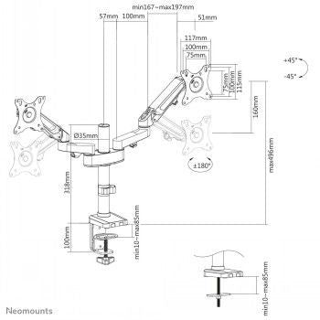 TV bracket NEOMOUNTS BY NEWSTAR  NEOMOUNTS BY NEWSTAR DESK POLE MOUNT (CLAMP / GROMMET)