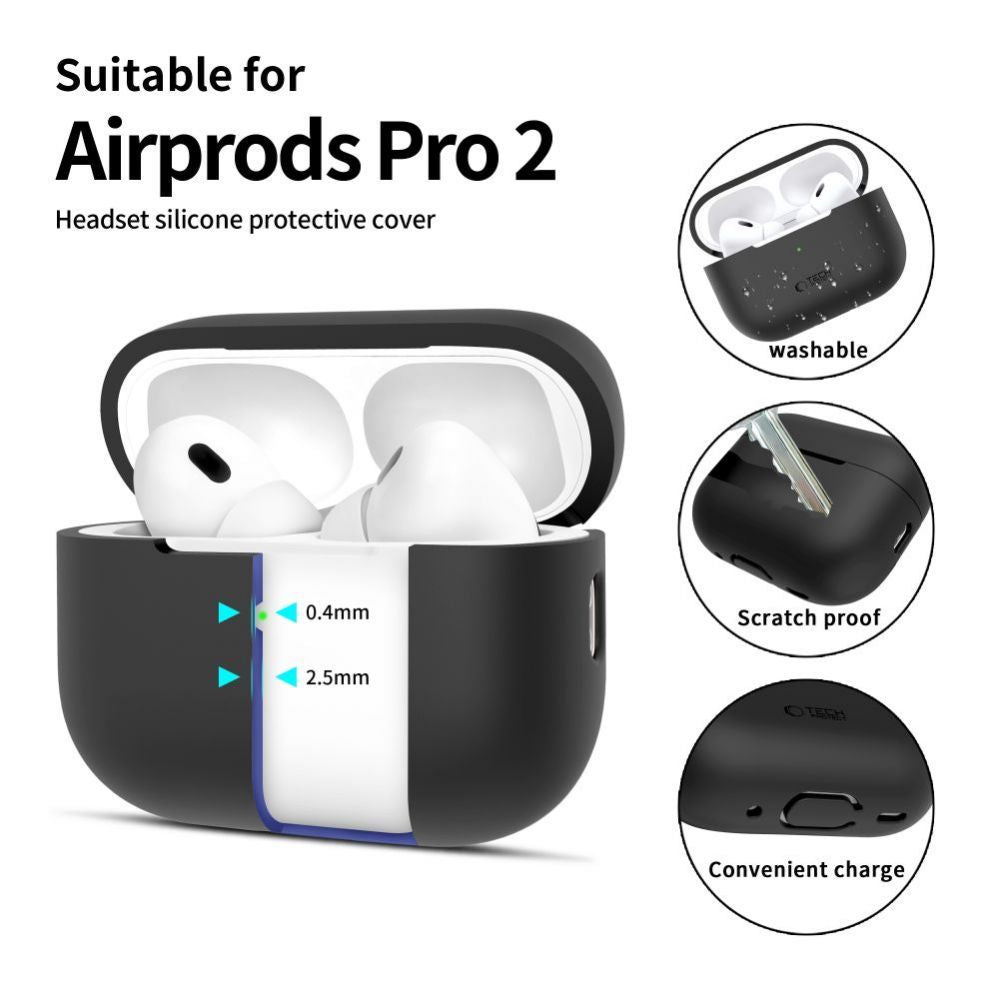 Korpus kõrvaklappidele Tech-Protect Apple AirPods Pro 1 / 2 Silicone Case Black
