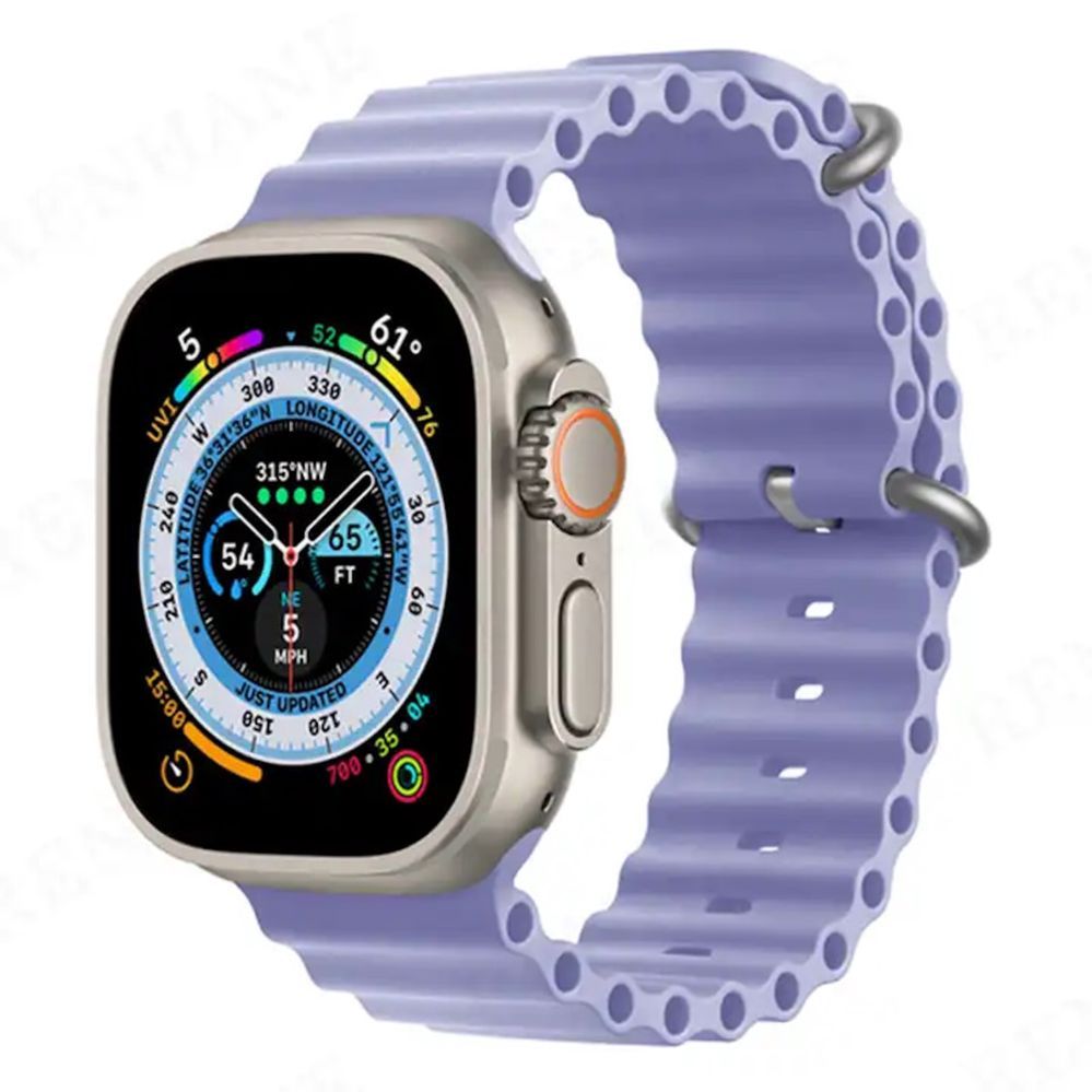 Rihm iWear  S1 Grooved Soft Silicone 20mm strap for Apple Watch 49mm / 45mm / 44mm / 42mm Lilac