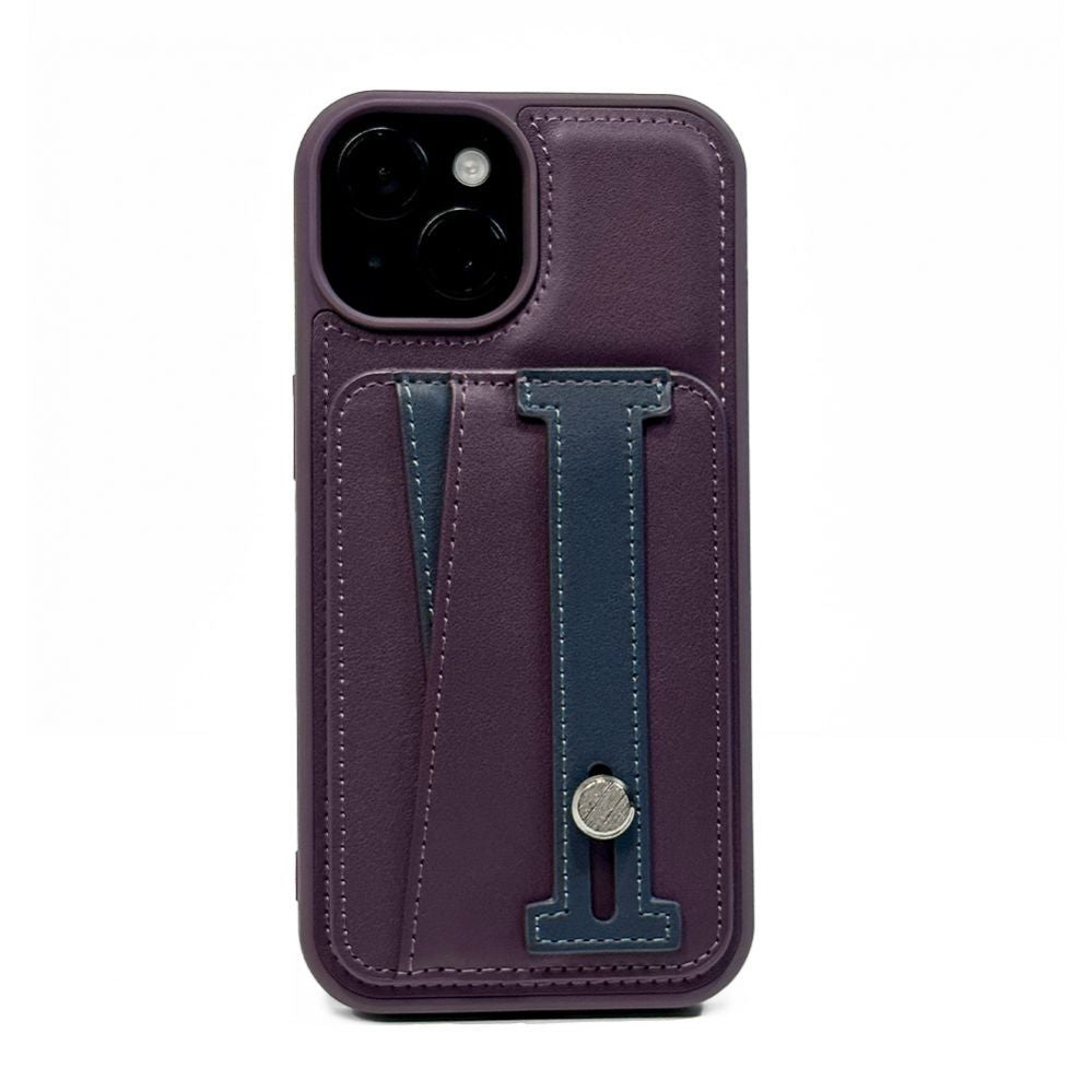 Tagakaaned iLike Apple iPhone 15 LEATHER POCKET STAND COVER Purple