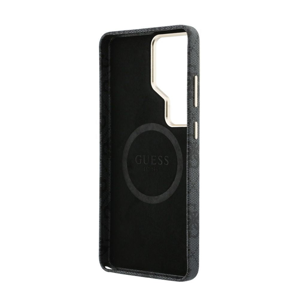 Чехол универсальная книжка Guess Samsung Galaxy S26 Ultra PU 4G Script Metal Logo With MagSafe Case Black