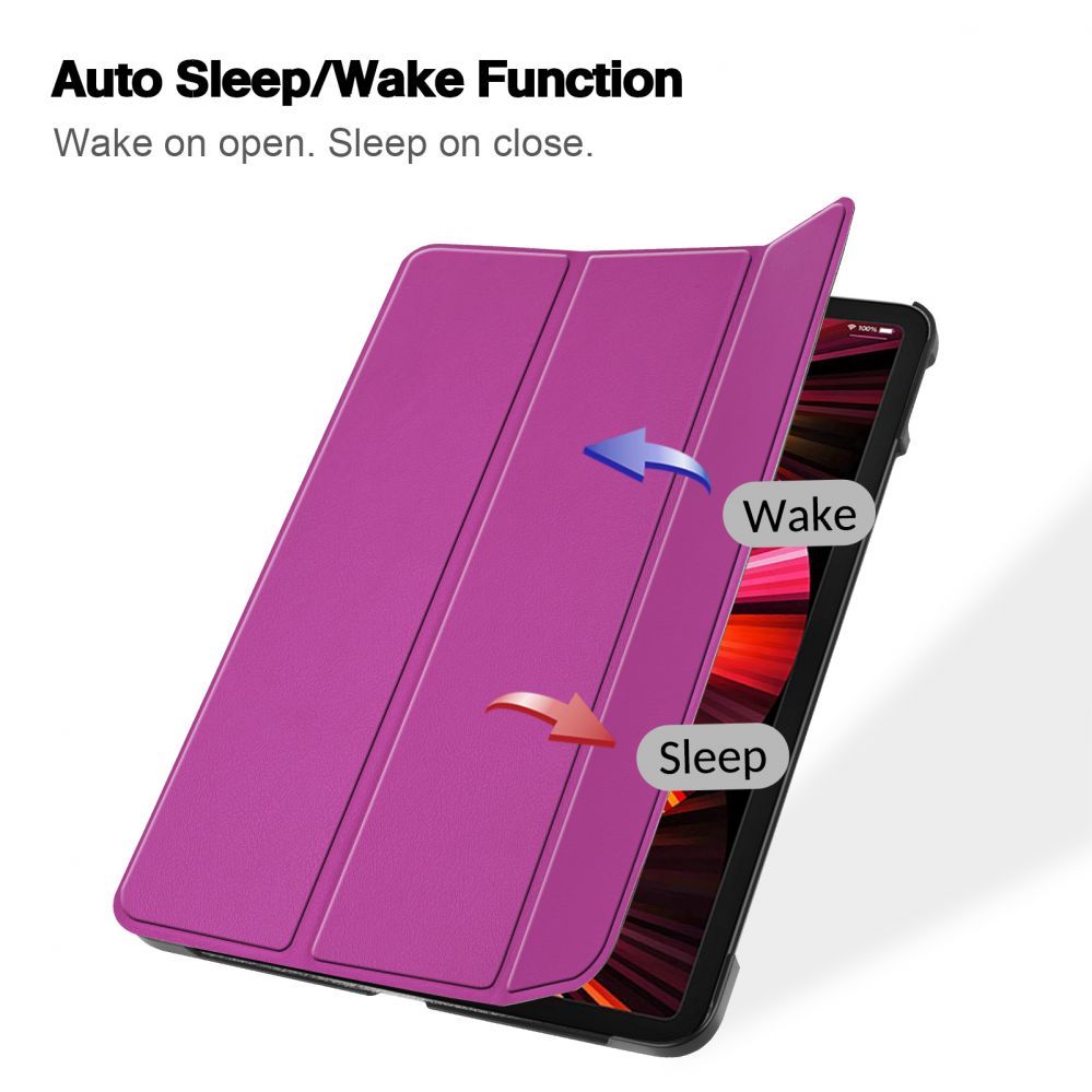 Kaaned iLike  Tab P12 12.7 Tri-Fold Eco-Leather Stand Case Purple