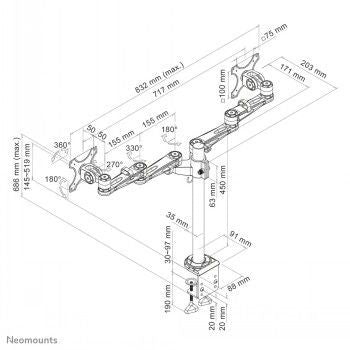 Кронштейн для телевизора NEOMOUNTS BY NEWSTAR  NEWSTAR FLAT SCREEN DESK MOUNT (CLAMP)  10-27" SILVER