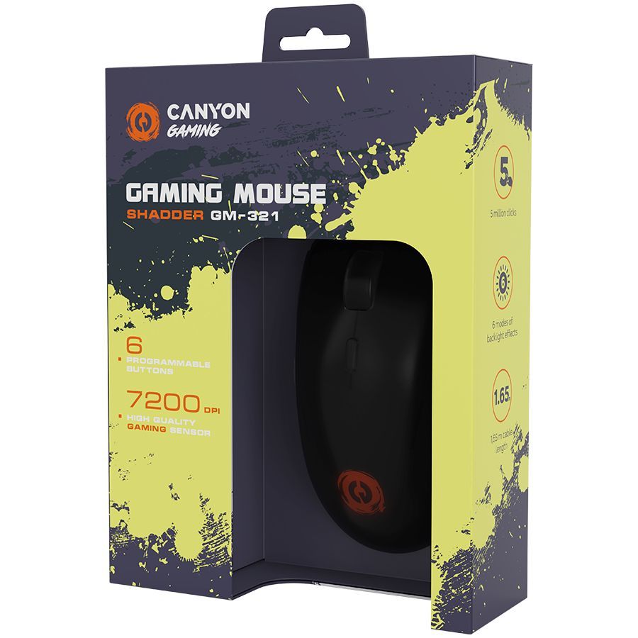 Arvutihiir Canyon  CANYON mouse Shadder GM-321 RGB 6buttons Wired Black