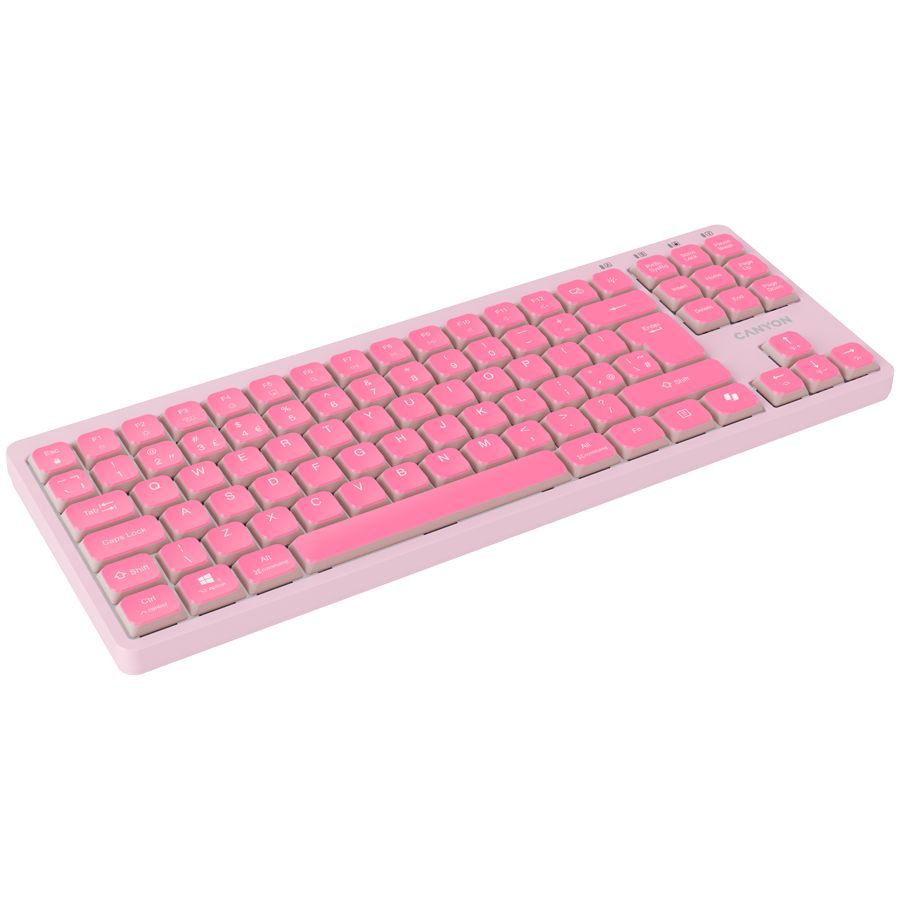 Arvuti klaviatuur Canyon  CANYON Keyboard OnType 10 Low Profile EN Wired Pink