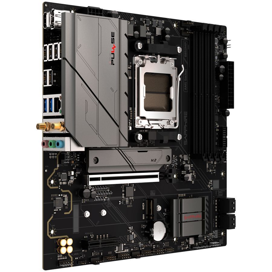 Intel protsessori emaplaat Sapphire  SAPPHIRE AMD B850M AM5 PULSE Ryzen R9/R7/R5, 4x DDR5 7600MHz, PCIE 4.0 x16, 1x M.2 Gen5, 1x M.2 Gen4, LAN 2.5 Gbps, WIFI6, USB, Micro-ATX