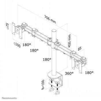 Кронштейн для телевизора NEOMOUNTS BY NEWSTAR  NEWSTAR FLAT SCREEN DESK MOUNT (CLAMP) 10-27" BLACK