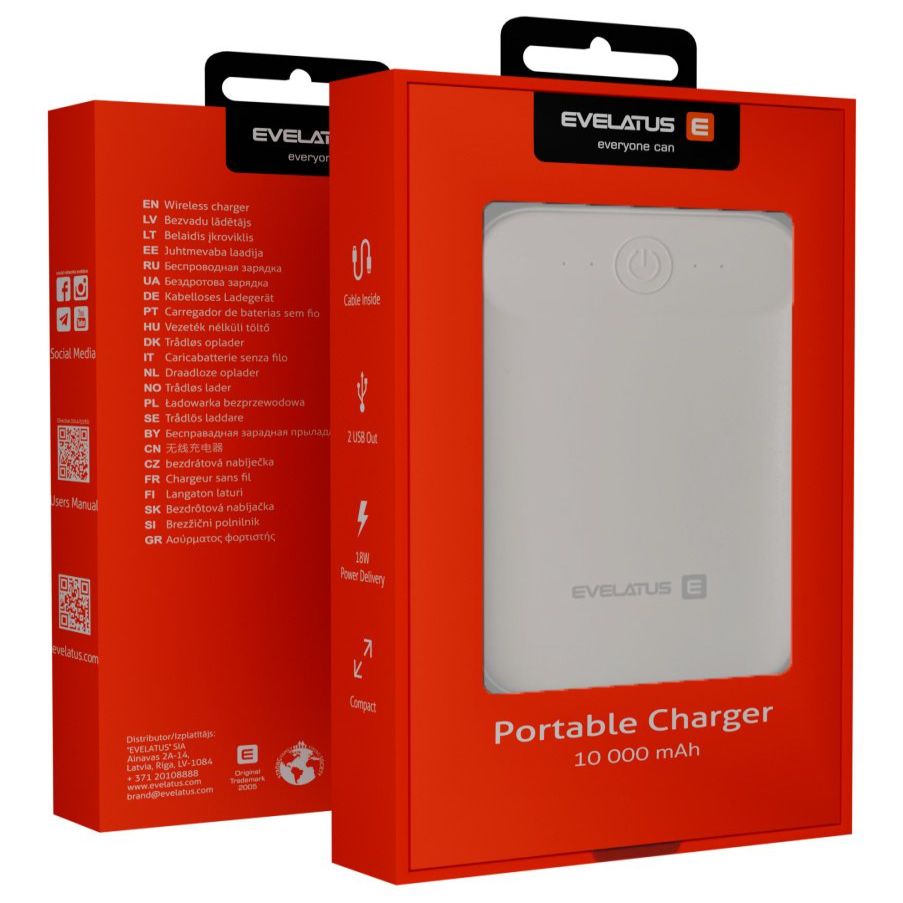 Внешний аккумулятор Evelatus - Evelatus Power Bank EPB07 10000 mAh White