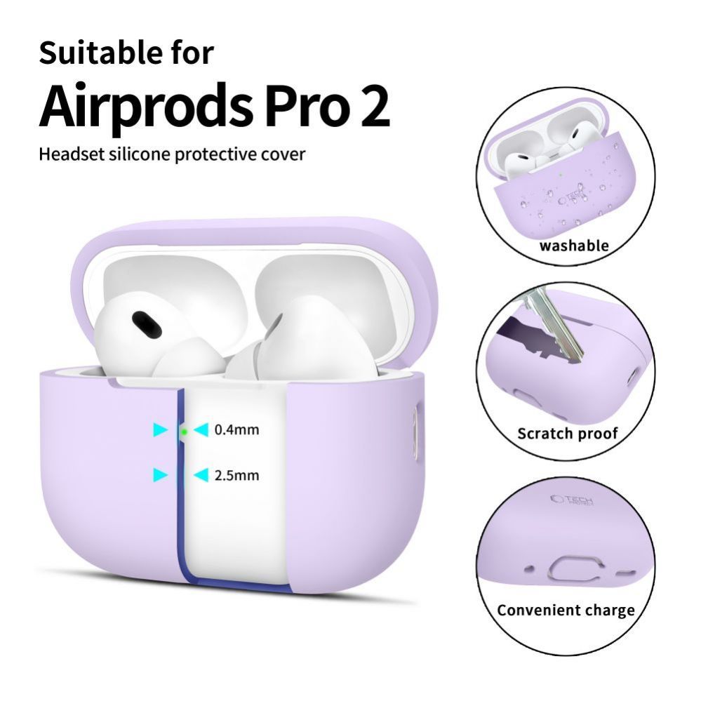 Чехол для наушников Tech-Protect Apple AirPods Pro 1 / 2 Silicone Case Purple