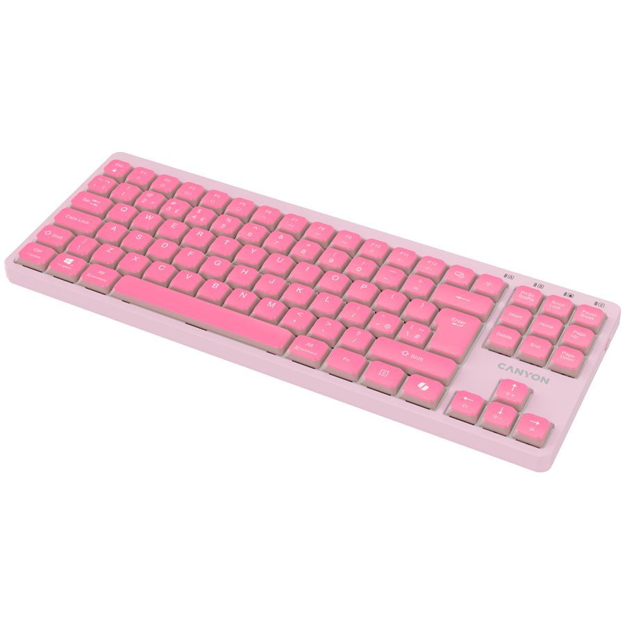 Arvuti klaviatuur Canyon  CANYON Keyboard OnType 10 Low Profile EN Wired Pink