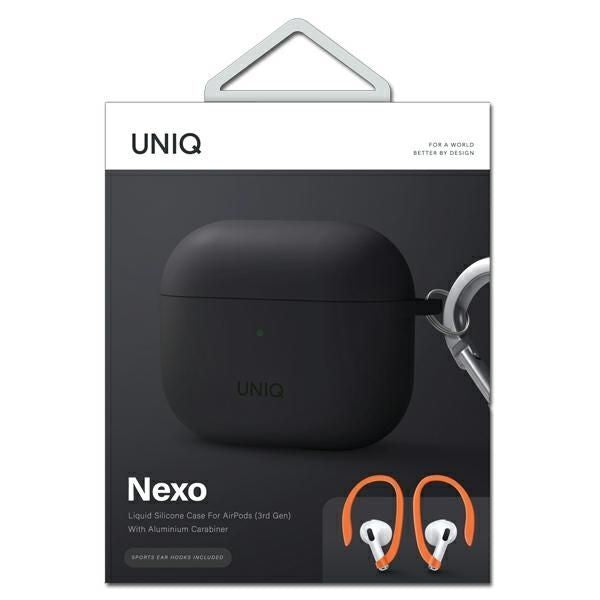 Back panel cover UNIQ  Uniq Nexo case for AirPods 3 + Ear Hooks Silicone - gray
