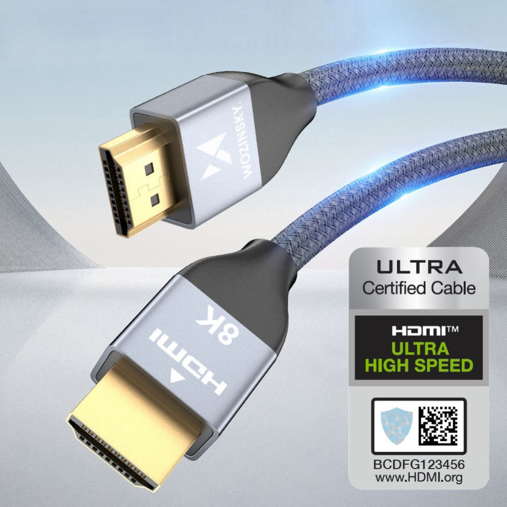 Кабель Wozinsky  Wozinsky cable HDMI 2.1 8K 60 Hz 48 Gbps / 4K 120 Hz / 2K 144 Hz 2 m silver (WHDMI-20)