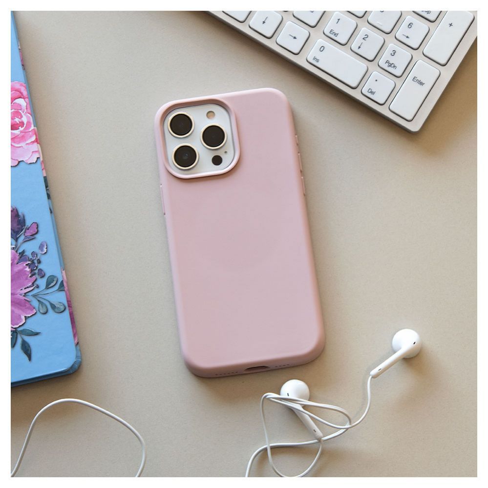 Back panel cover Evelatus Apple iPhone 15 Pro Max Premium Magsafe Soft Touch Silicone Case Pink Sand
