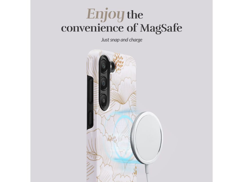 Back panel cover Mio  MIO White Roses Magsafe Compatible for Samsung S25 Ultra 5G