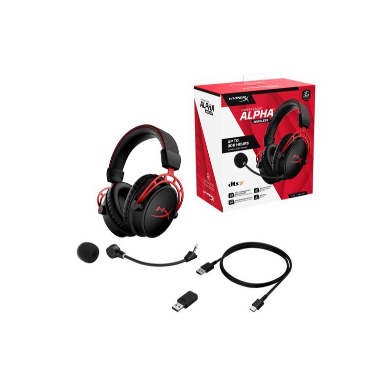 Беспроводные наушники HyperX  HEADSET HYPERX CLOUD ALPHA RED WIRELESS