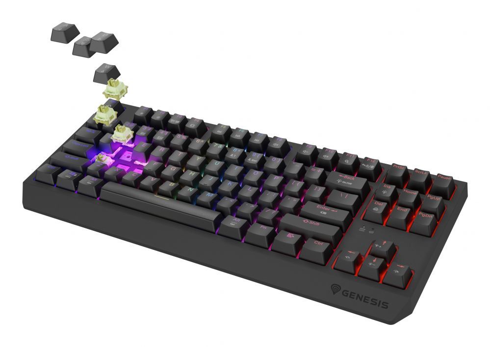 Компьютерная клавиатура Genesis  THOR 230 | Mechanical Gaming Keyboard | Wireless | US | Black | 2.4 GHz, Bluetooth, USB | Outemu Silent Lemon