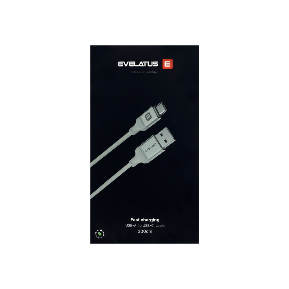 Кабель Evelatus  Cable USB A to C 2M Aluminum housing braiding White