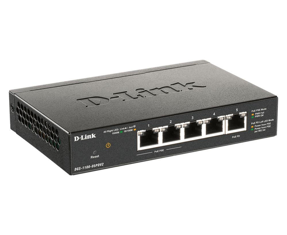 Server – muud tarvikud D-link  5-Port Gigabit PoE Smart Managed Switch and PoE Extender DGS-1100-05PDV2 Web managed, Desktop