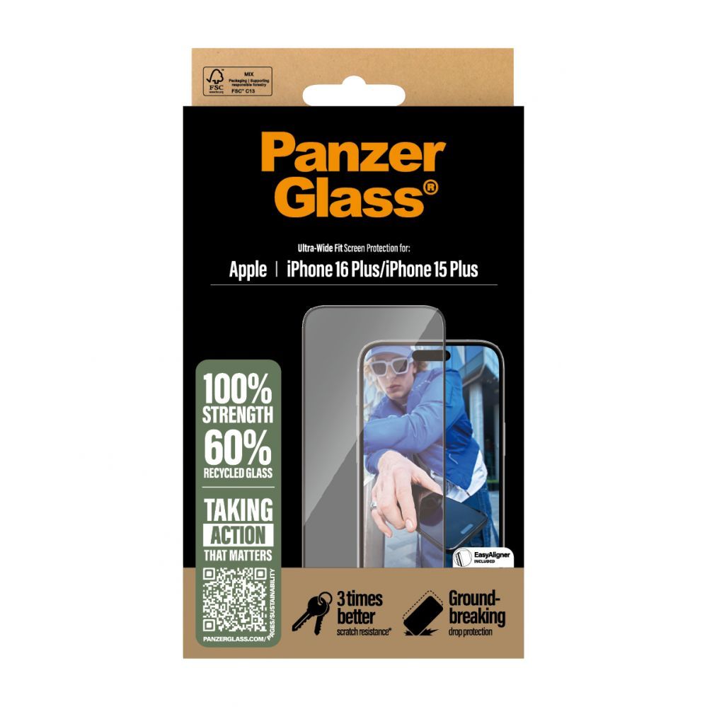Чехол на заднюю панель PanzerGlass  Screen Protector iPhone 16 Plus / iPhone 15 Plus | Ultra-Wide Fit |