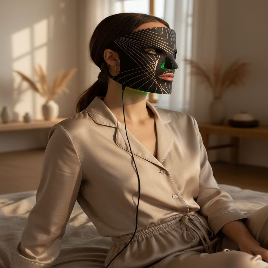 Näopuhastus lunni  Lunni 7 colors LED and Near-Infrared Light Silicone LED Facial Mask Black