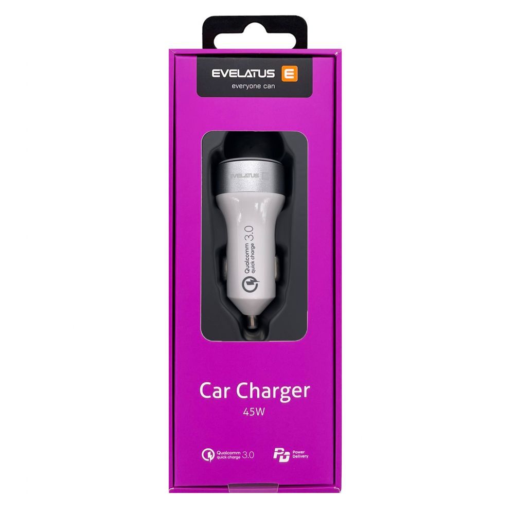 Car charger Evelatus - Evelatus Quick Car Charger QCC03, QCC03WH White