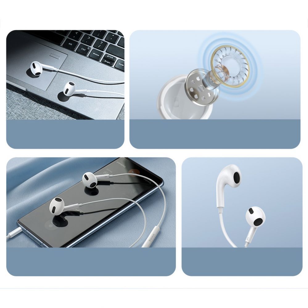 Wired headphones Baseus  Baseus Encok H17 3.5mm minijack wired headphones white (NGCR020002)