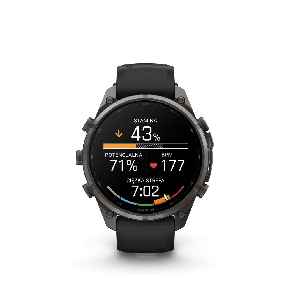Nutikell Garmin  Fenix 9 Pro – 47mm
Carbon Gray DLC Titanium with Black/Pebble Grey Silicone Band