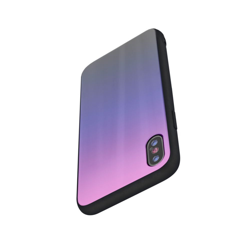 Чехол на заднюю панель iLike Apple iPhone XR Aurora Glass case Pink-Black