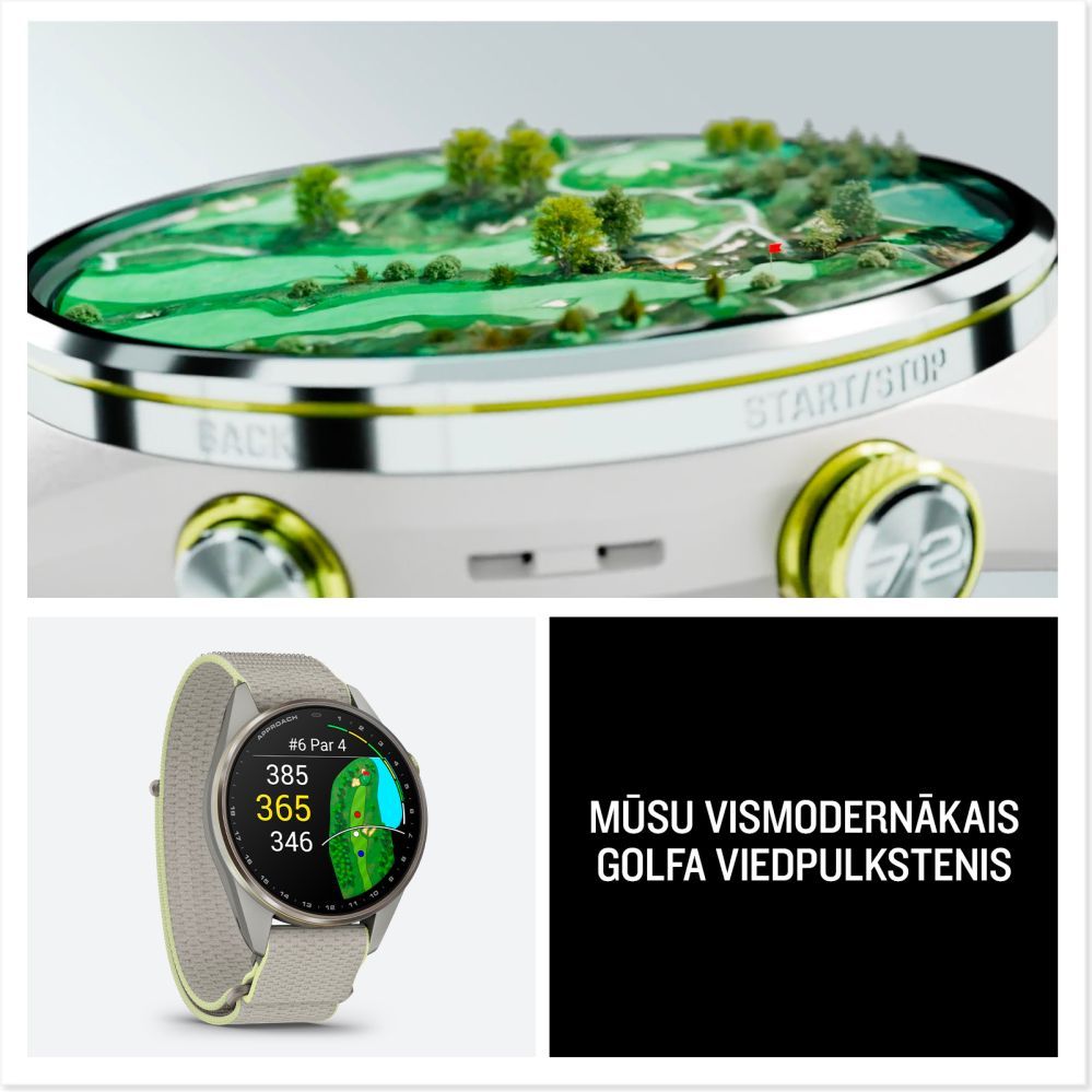 Nutikell Garmin  Approach S72 47mm Silver/Citron Ti Bezel with Fog Grey/Citron ComfortFit Fabric Band