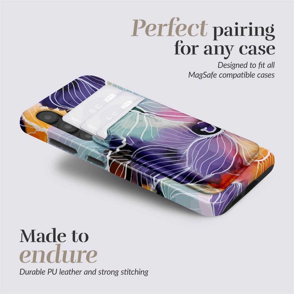 Back panel cover Mio  MIO Flowers Magsafe Case Compatible Card Holder