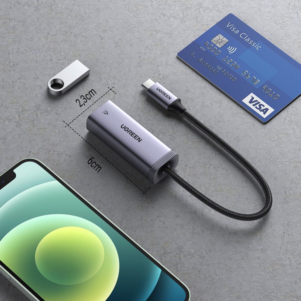 Muu telefoni lisavarustus Ugreen  Ugreen external USB Type C network adapter - RJ45 1Gbps (1000Mbps) gray (40322 CM483)