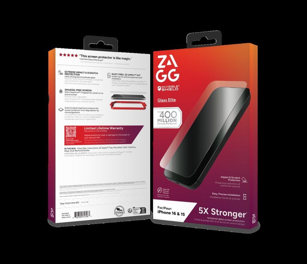 Back panel cover Zagg  ZAGG Protection Bundle for iPhone 16: Case with MagSafe and Screen Protector