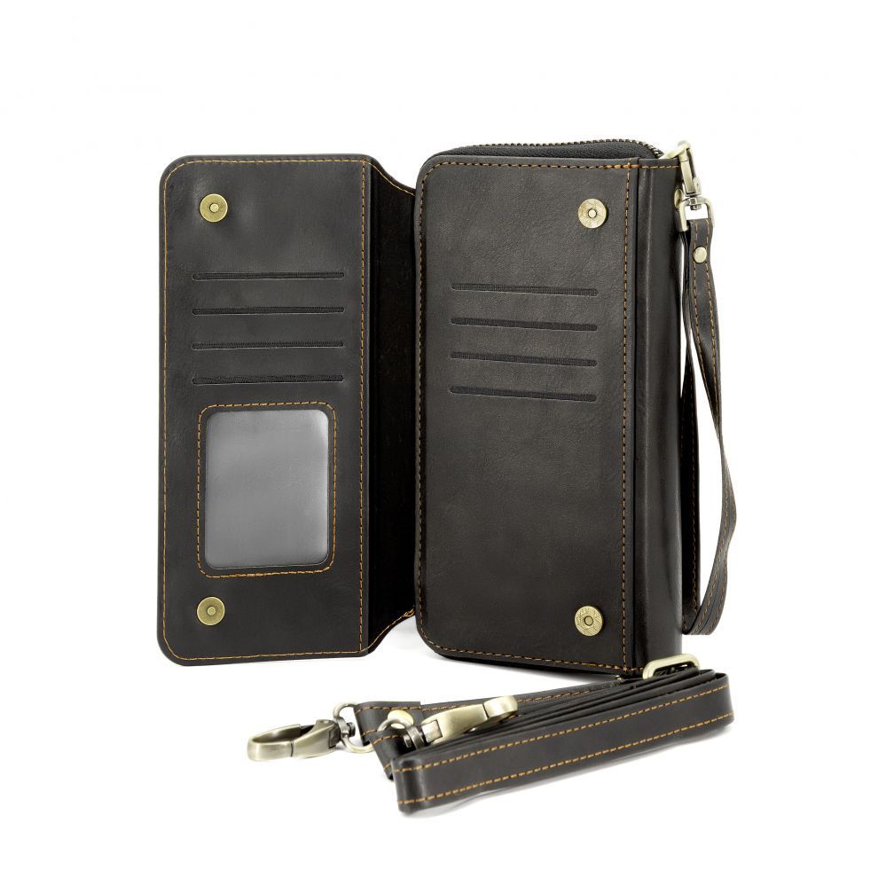 Чехол универсальный карман Evelatus Universal Leather Zipper Design Wallet Black