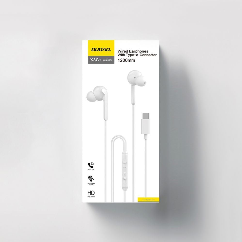 Wired headphones Dudao  IEM Earphones X3C+ Hi-Fi 1200mm White