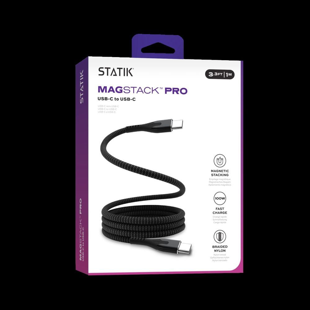 Кабель statik  STATIK MagStack Pro, Magnetic Cable, USB-C to USB-C, 2m, Black