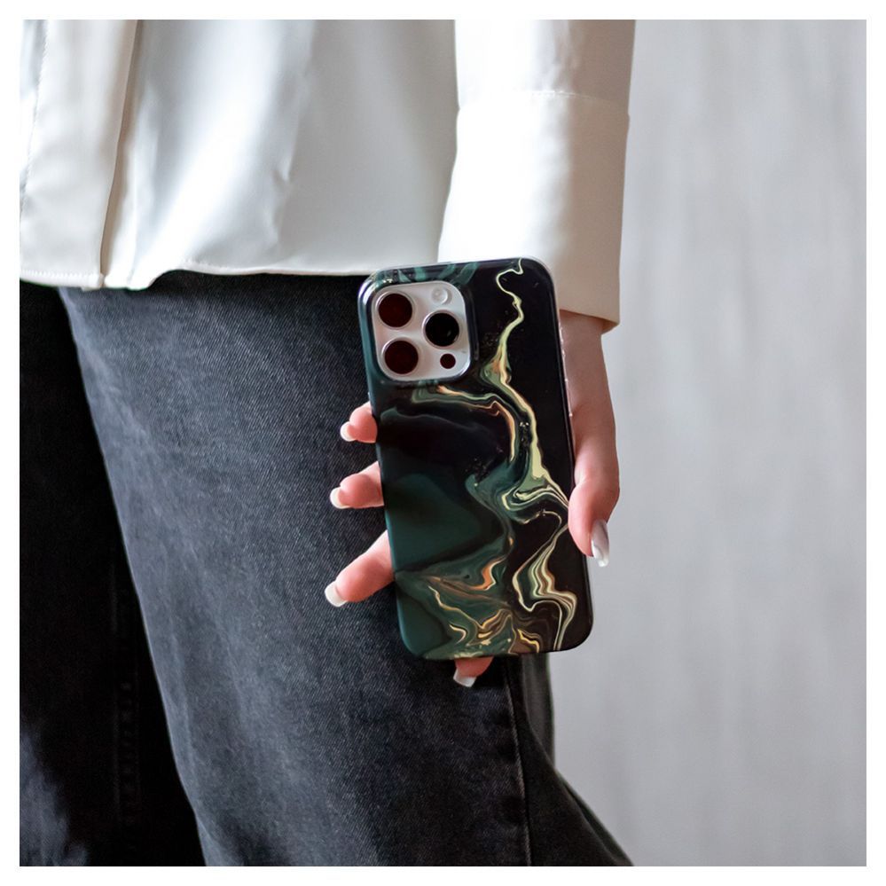 Tagakaaned Evelatus Apple iPhone 15 Pro Max PC Customized Print Design Marble Dark Green