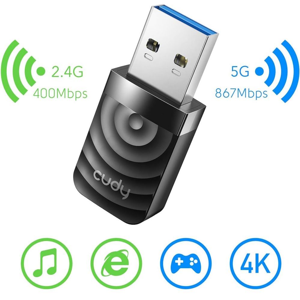 Ruuterid Cudy  Cudy WU1300S AirMax AC1300 Dual Band WiFi USB Adapter USB 3.0 High Speed High Gain Black