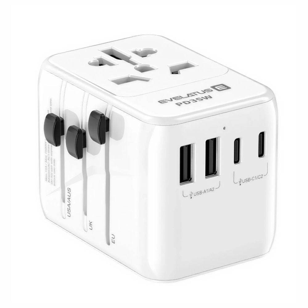 Adaptrid Evelatus  35W World Travel Adapter 1PD & 2 Type-C & 2 USB Charger  09051 White