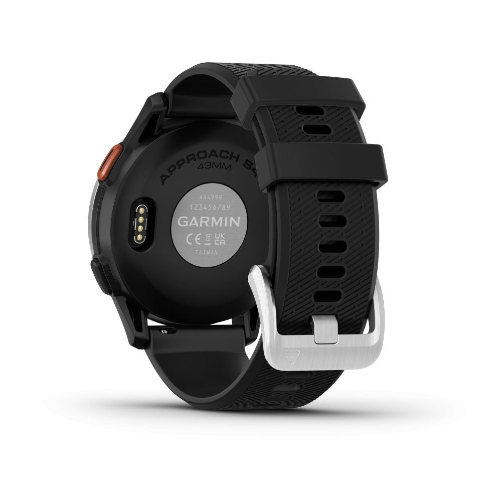 Nutikell Garmin  Approach S44 Silver Aluminium Bezel with Black Silicone Band