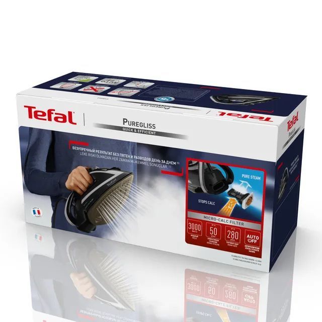 Утюг TEFAL  FV8062 Puregliss Iron , Black/Grey |
