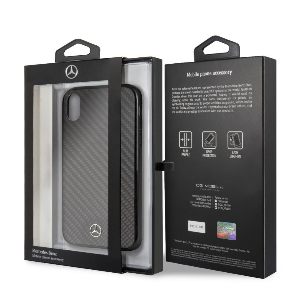 Чехол на заднюю панель Mercedes-Benz Apple iPhone XR Hard Case Real Carbon Fiber Black