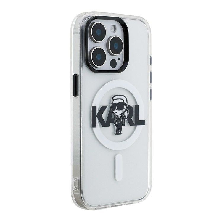 Tagakaaned Karl Lagerfeld Apple iPhone 15 Pro Max Silicone case with Magsafe IML KL Sketch Logo Transparent