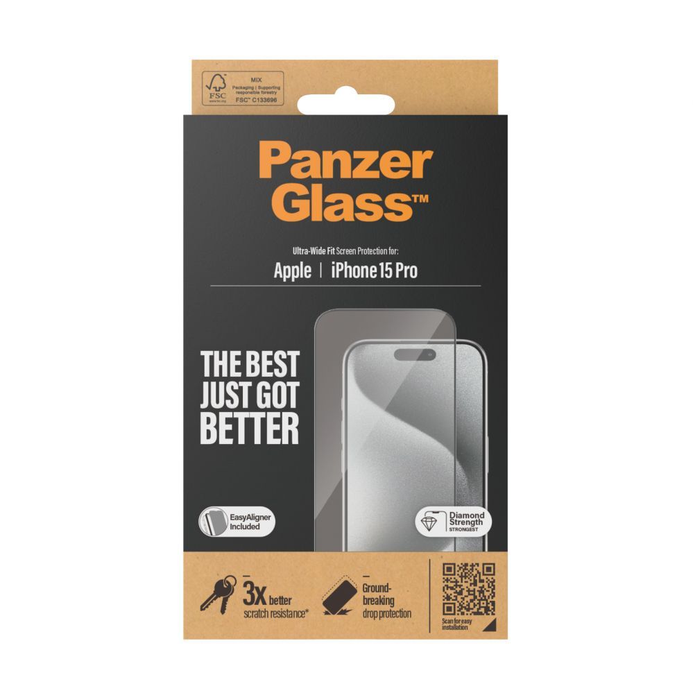 Чехол на заднюю панель PanzerGlass  Screen Protector iPhone 2023 6.1 Pro | Ultra-Wide Fit w. EasyAligner