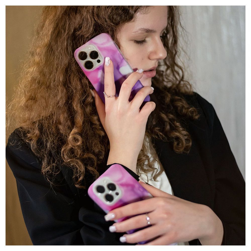 Back panel cover Evelatus Apple iPhone 15 Pro Premium Silicone case Customized Print Purple